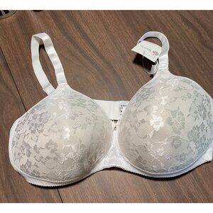 Trulife  44B Jacqueline White Lace Padded Wire Free  Bra W4023 Adjustable